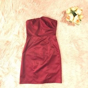 The Limited Deep Red Strapless Satin Dress